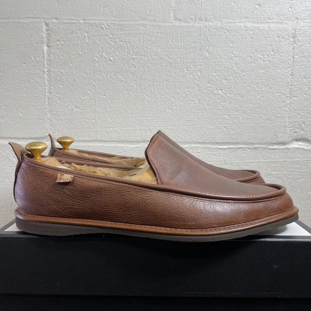 Evans 8842 Brown Leather Faux Fur Lined Comfort Casual Slip On Shoes Men's 14 M